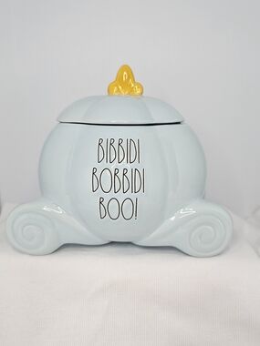 Rae Dunn Bibbidi Bobbidi Boo Ceramic Pumpkin Jar - Light Blue & Yellow